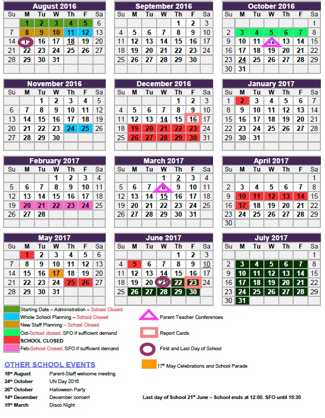 Updated Calendar Asker International School